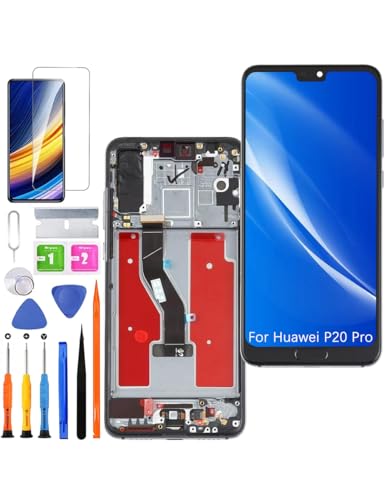 Ersatz Display für Huawei P20 Pro LCD Bildschirm TFT, CLT-L29C Display Bildschirm Touch Digitizer Assembly Reparaturteile Kit(Schwarz mit Rahmen, Mit Fingerabdrücken) von HLYGZX