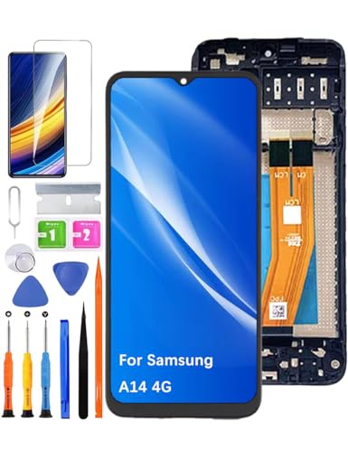 HLYGZX Ersatz Original Display für Samsung Galaxy A14 4G A145R LCD-Bildschirm, A145P A145M A145F Bildschirm LCD Display Touch Digitizer Assembly Reparaturteile Kit(Schwarz mit Rahmen) von HLYGZX