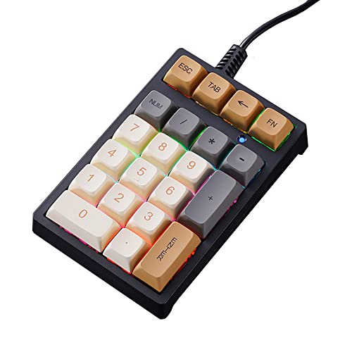 HMHAMA Mechanische Zifferntastatur, USB-Mini-Tastatur, kabelgebunden, 21 Tasten, blauer Schalter, Numpad, Hintergrundbeleuchtung, erweitertes Layout von HMHAMA