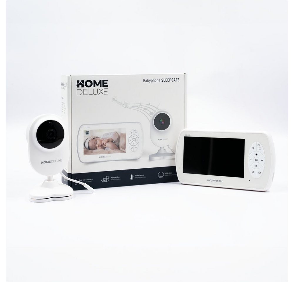 HOME DELUXE Video-Babyphone SLEEPSAFE, mit Gegensprechfunktion, Temperaturalarm & Nachtlicht, 4,3-Zoll-Farbdisplay I Babyphone mit Kamera, Überwachungskamera von HOME DELUXE