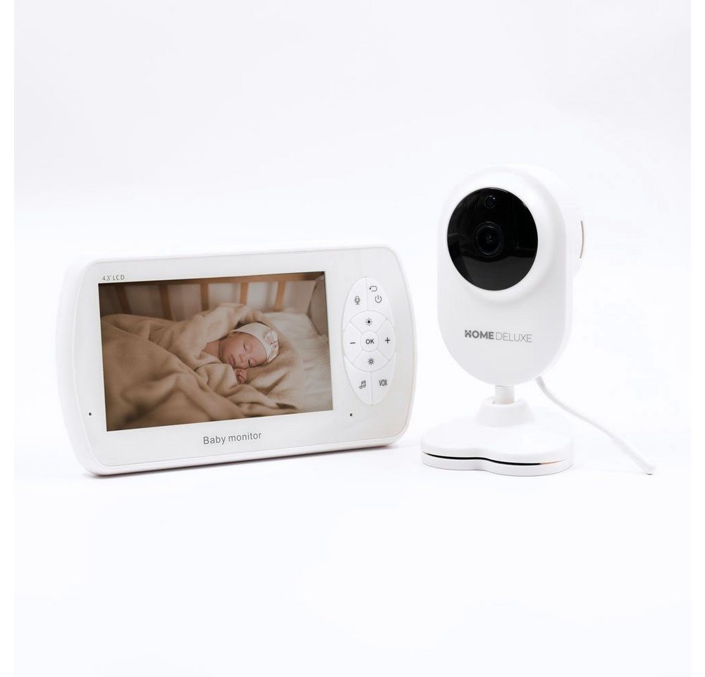 HOME DELUXE Video-Babyphone SLEEPSAFE, mit Gegensprechfunktion, Temperaturalarm & Nachtlicht, 4,3-Zoll-Farbdisplay I Babyphone mit Kamera, Überwachungskamera von HOME DELUXE