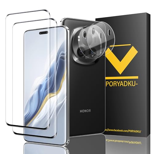 2+2 Stück Für Honor Magic 6 Pro Panzer Schutz Glas Folie 2 Stück + Kamera Schutzfolie 2 Stück, 9H Härte, Anti-Kratzen, HD Clear Displayschutzfolie Glas für Honor Magic 6 Pro 5G von HOMEMO