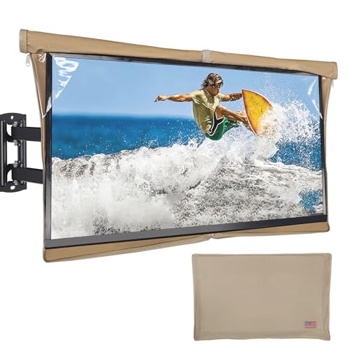 Outdoor-TV-Abdeckung 121,9 cm - 127 cm für schlanke Fernseher, durchgehender Reißverschluss, nahtloses Öffnungsdesign, HOMEYA 600D wasserdicht, wetterfest, TV-Schutz mit Frontklappe und von HOMEYA