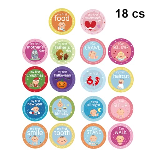 18 STK monatliche Aufkleber babyalbum Photo Album Monthly Stickers Belly Sticker First Year Stickers Neugeborene Aufkleber Meilenstein-Aufkleber HOMSFOU von HOMSFOU