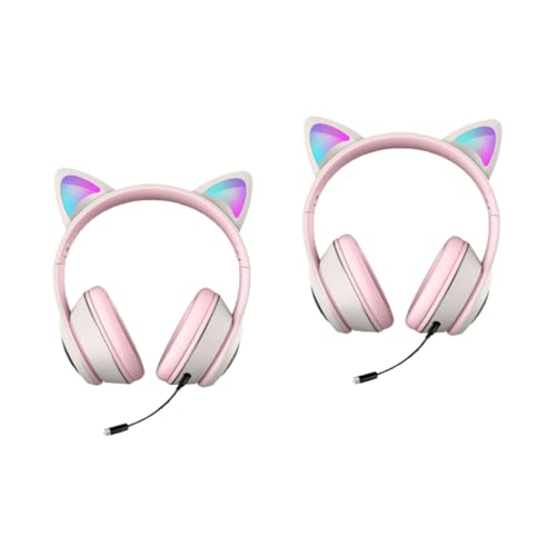 HOMSFOU 2 Stück Leuchtendes Katzen Headset Computer Kopfhörer Kopfhörer Mit Geräuschunterdrückung Katzenohr Kopfhörer RGB Kopfhörer RGB Beleuchtungskopfhörer Gamer Kopfhörer Mit von HOMSFOU