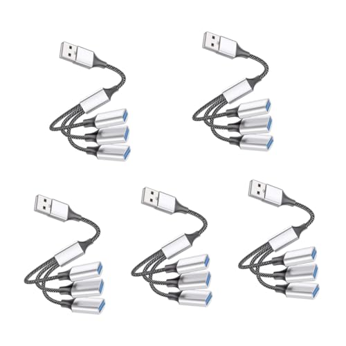 HOMSFOU 5 Stück 1/3 Computer Splitter Kabel Splitter Power Hub Tragbar USB Splitter USB 3 Wege Splitter Hub USB Mehrfach USB Splitter Für Laptop USB Power 3 Wege Splitter von HOMSFOU