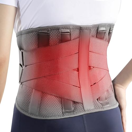 HONGJING Back Support Brace mit Heizkissen für Rückenschmerzen Relief - Beheizte Kompression zurück Gürtel ausgestattet 7 Metall Stays, ideal für Bandscheibenvorfall und Skoliose Schmerzlinderung (XL) von HONGJING