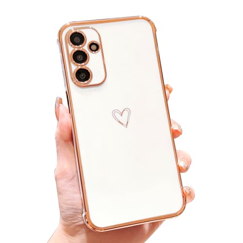 HONHULEE Hülle für Samsung Galaxy A55 5G Handyhülle Flexible Minimalistische Ultra Slim Dünn Silikon Case Süße Herz stoßfest Kratzfestigkeit Handyhülle Bumper Protective Case Cover,Weiß von HONHULEE