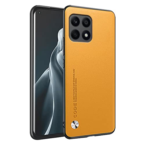 HONLEN Hülle für Honor X8a (6.7" Inches) Business Telefonhülle aus Leder mit Rückseite, Gelb von HONLEN