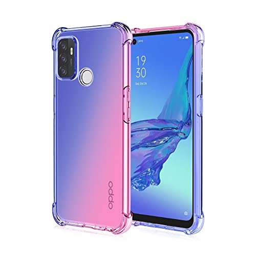 HONLEN Hülle für Oppo A53 4G /Oppo A53s 4G Case, Transparent Farbverlauf Design TPU Silicone Handyhülle, Verstärkung mit Vier Ecken, Fallschutz, Kratzfest Schutz Cover von HONLEN