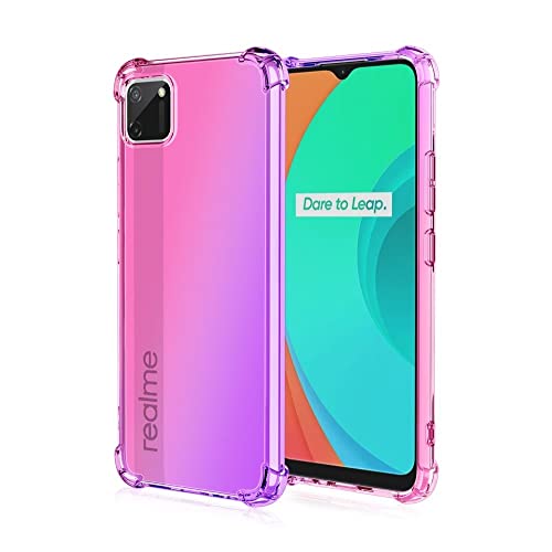 HONLEN Hülle für Realme C11 (2021) Case, Transparent Farbverlauf Design TPU Silicone Handyhülle, Verstärkung mit Vier Ecken, Fallschutz, Kratzfest Schutz Cover von HONLEN