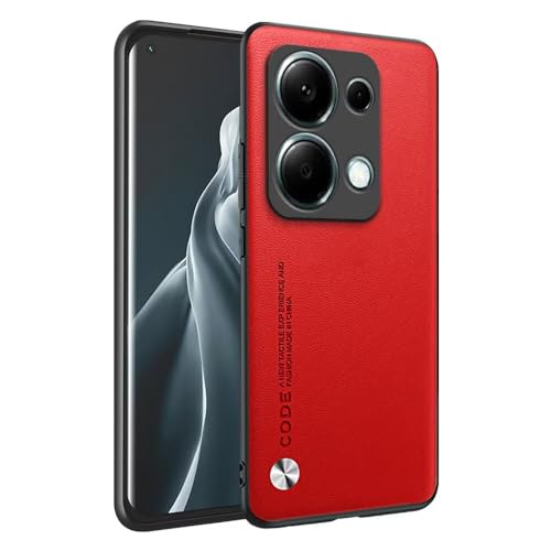 HONLEN Hülle für Redmi Note 13 Pro 4G / Poco M6 Pro 4G (6.67" Inches) Business Telefonhülle aus Leder mit Rückseite, Rot von HONLEN