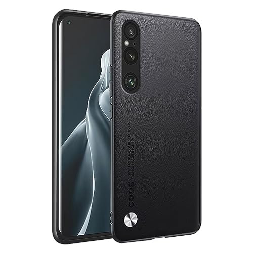 HONLEN Hülle für Smartphone, Compatible with Sony Xperia 1 V (6.5" Inches) Business Telefonhülle aus Leder mit Rückseite, Schwarz von HONLEN