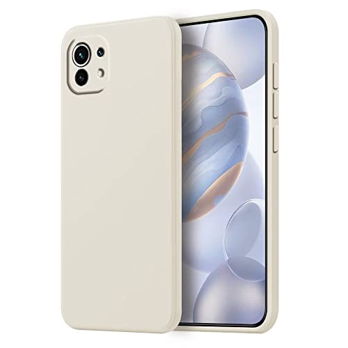 HONLEN Hülle für Xiaomi MI 11 Schutzhülle Case, (6.81" Inches) Liquid TPU Silicone Handyhülle mit Fallschutz Silikon Cover Altweiß von HONLEN