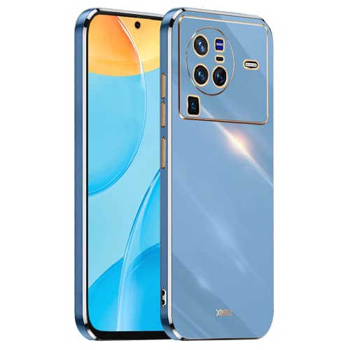 HONLEN Hülle für vivo X80 Pro (6.78" Inches), Weiche Silikon-TPU-Hülle, Galvanisiertes Rahmendesign - Navy Blau von HONLEN