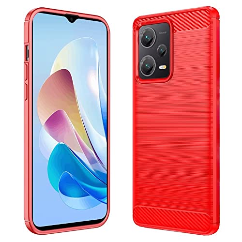 HONLEN TPU Silicone Hülle für Redmi Note 12 Pro+ 5G / Redmi Note12 ProPlus (6.67" Inches), Fasergebürstetes Muster, rutschfeste Case - Rot von HONLEN