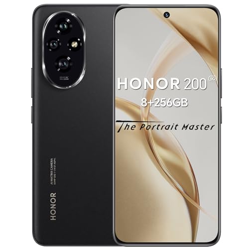 HONOR 200 Smartphone 5G, Simlockfrei Android-Handy ohne Vertrag (256GB/8GB RAM, 5200 mAh, 6,7 Zoll AMOLED Display, 50-MP-Dreifach-Hauptkamera, Android 14, Dual SIM, NFC), Black von HONOR