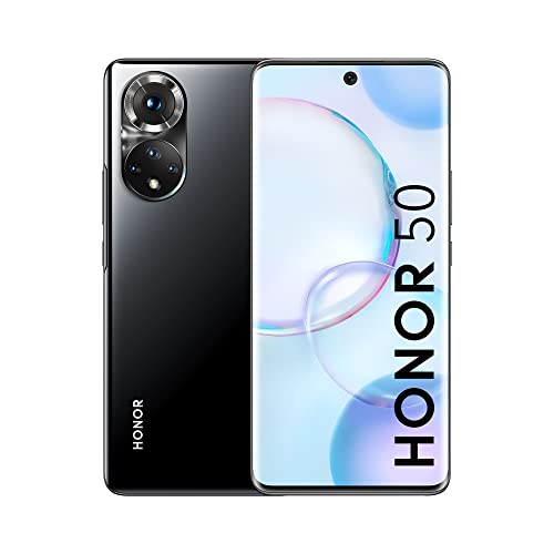 HONOR 50 Smartphone 5G, Mobiltelefon ohne Simlock mit 6+128 GB und 108-MP-Kamera, Dual-SIM Handy, Abgerundetem 6,57-Zoll-Bildschirm mit 120 Hz und Android 11, Globale Version Midnight Black von HONOR