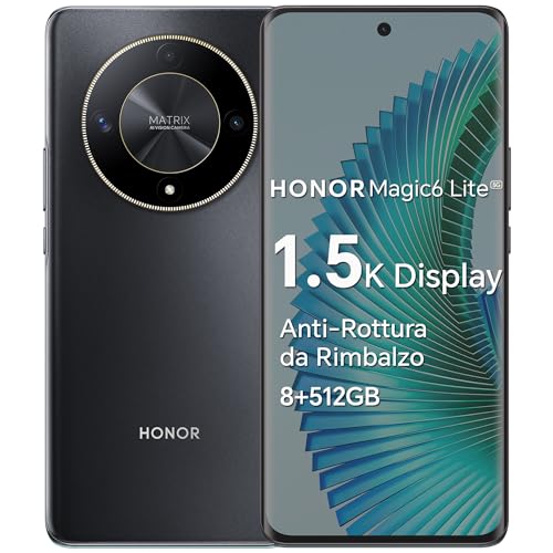 HONOR Magic6 Lite Smartphone 5G Android 13 Dual SIM NFC 8GB RAM 512GB AMOLED 6,78 Zoll Anti-Bruch Rebound mit Snapdragon 6 Gen 1.108MP 5300mAh Midnight Black von HONOR