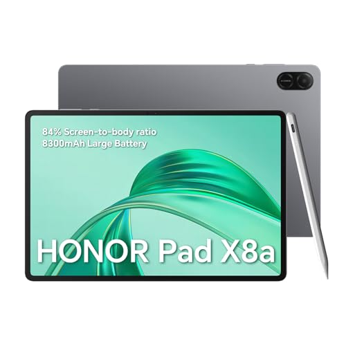 HONOR Pad X8a – Tablet, WLAN, 11 Zoll, 4 GB + 128 GB, Display 90 Hz FullView, Akku 8300 mAh, 4 Lautsprecher, Metall Body, Android 14, Space Grey von HONOR