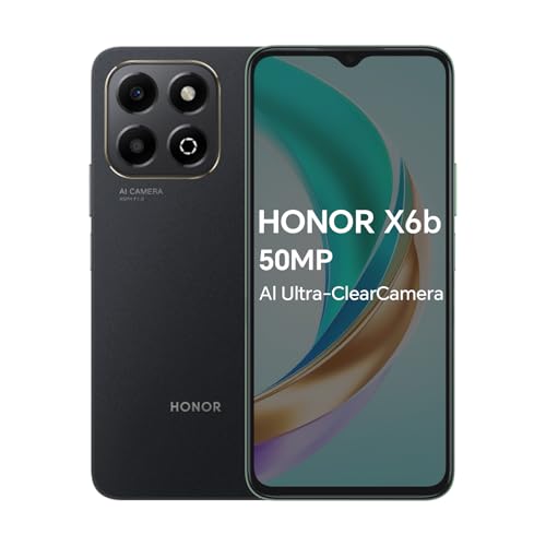 HONOR X6b 4G Smartphone 4GB 128GB, 6.56' 90Hz TFTLCD, 5200mAh Akku, 50MP Hauptkamera, Android 14, Dual SIM, NFC (Nur JDY-LX1 Wird unterstützt), Schwarz von HONOR