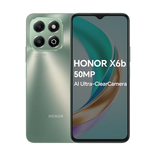 HONOR X6b 4G Smartphone 4GB 128GB, 6.56' 90Hz TFTLCD, 5200mAh Akku, 50MP Hauptkamera, Android 14, Dual SIM, NFC, Grün (Ohne Ladegerät) von HONOR