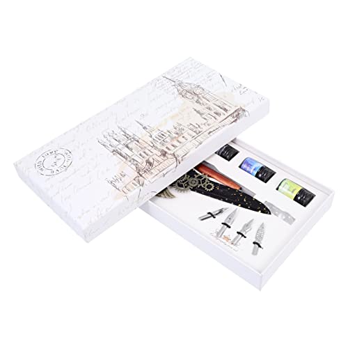 HOODANCOS 1 Schachtel Feder Tauchstift Dip-stift Mechanischer Stift Im Punk-stil Kalligraphie-dip-pen-kits Füllfederhalter Mechaniker Füller Tintentauchstifte Legierung Black von HOODANCOS