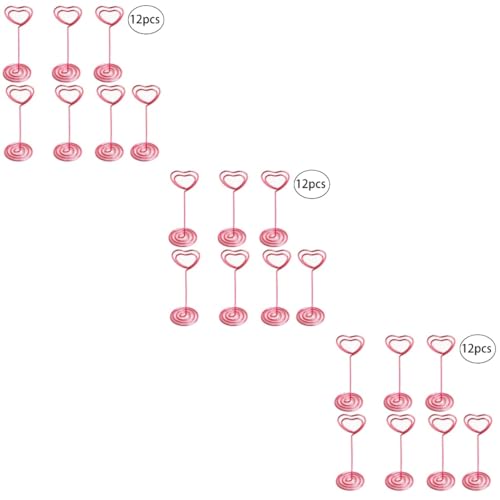 HOODANCOS 36 Stk herzförmige Büroklammer Tischnummer Clips in Herzform Platzkartenhalter Hochzeit Büroklammern büroartikel büromaterial aktenmappe Tischnummernhalter Fotohalter Rosa von HOODANCOS