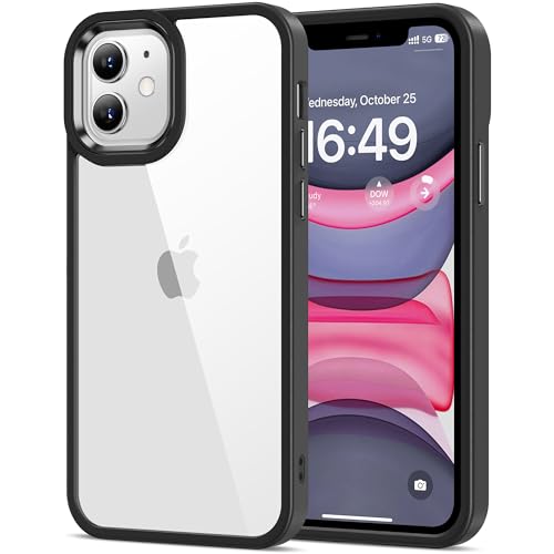 HOOMIL Crystal Clear Hülle für iPhone 11, [Anti Gelb] [Militärisch Stoßfest] Transparent Rückseite Schutzhülle - Schwarz von HOOMIL