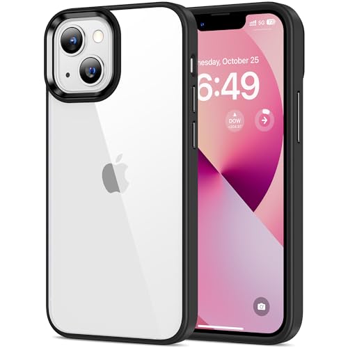 HOOMIL Crystal Clear Hülle für iPhone 13 Mini, [Anti Gelb] [Militärisch Stoßfest] Handyhülle Durchsichtig Hart Rückseite Schutzhülle - Schwarz von HOOMIL