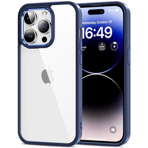 HOOMIL Crystal Clear Hülle für iPhone 14 Pro Max, [Nie Vergilbung] [Militärisch Stoßfest] Transparent Rückseite Schutzhülle - Blau von HOOMIL