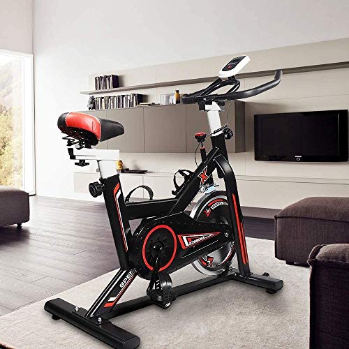 Hooseng Heimtrainer, Heimtrainer, stationäre Fahrräder, Cardio-Workout-Maschine, Stehkraft, verstellbarer Widerstand, mit LCD-Digital-Monitor, für Zuhause, Fitnessstudio, Gewichtsverlust, Schwarz von HOOSENG