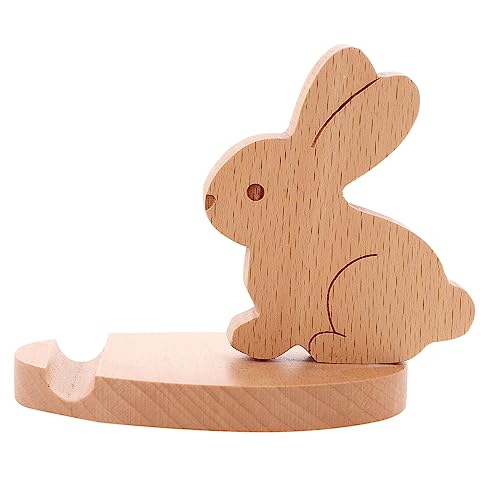 HOOTNEE Klassischer Holzhase Handyhalter Für Schreibtisch Niedlicher Bunny Handyständer Aus Für Und Erwachsene Ideal Als Smartphone Halterung Im Bett Oder Zuhause von HOOTNEE