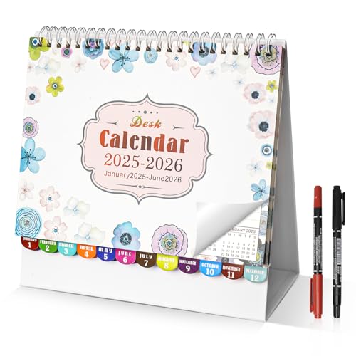 HOSSOM Wochen-Tischkalender 2025-2026,Kalender 2025-2026 von January 2025 bis c 2026 Mit Stift,20.5 x 20.5cm,Mehrländerurlaubs von HOSSOM