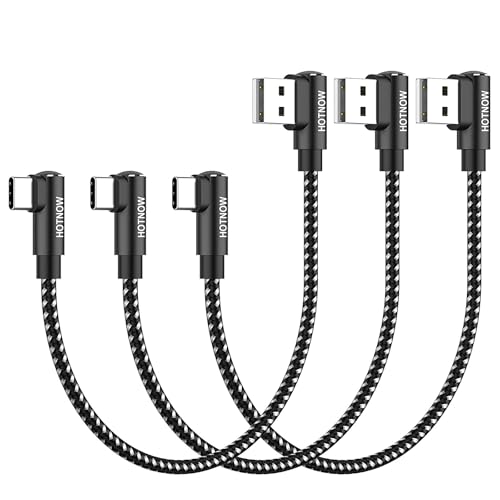 HOTNOW Kurzes USB C Kabel Rechteckiger Winkel 15cm 3 Stücke, 0.15m USB C Ladegerät Kabel Nylon geflochtene Schnellladekabel für iPhone 15 16,Power Bank und andere Typ c Geräte von HOTNOW