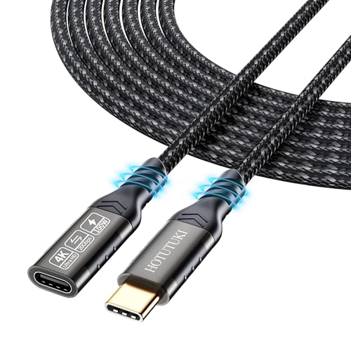 HOTUTUKI 20Gbps USB c verlängerung 5m, USBC 3.2 Gen2 Typ-c Stecker zu Buchse Extender Kabel Ultra HD 4K@60Hz 100W Laden 20Gbps Datenübertragung,USB c Male auf USB c Female Kabel von HOTUTUKI