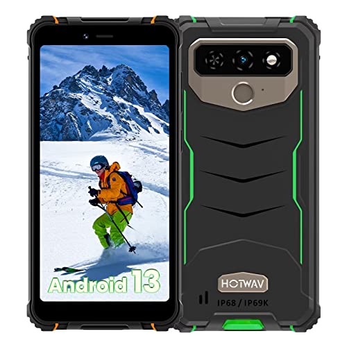 HOTWAV T5 MAX (2023) Android 13 Outdoor Handy, 6050mAh 4GB/64GB/1TB Erweiterbar 6.0 Zoll HD+ Display Outdoor Smartphone Ohne Vertrag Günstige, 13MP+5MP Dual SIM 4G Handy-Face ID/NFC/Fingerabdruck/IP68 von HOTWAV