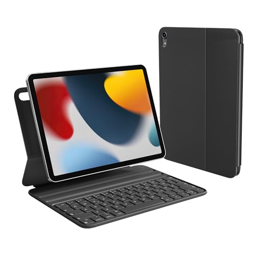 HOU Tastatur Hülle für iPad 10. Generation (10,9 Zoll 2022),einstellbarem Winkel, Smart Keyboard Folio und magnetisches Laden,für iPad 10 Generation Tastatur, QWERTZ Layout, SCHWARZ von HOU