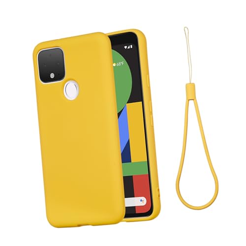 HOUDERCO 4a 5g Silikon-Telefonabdeckung Handytasche waschbare kartenetui Handy Schlüsselband staubschutz rutschhemmer 4a 5g Silikon-Handyhülle Abdeckung für Telefon Fall für 4a 5g Yellow von HOUDERCO