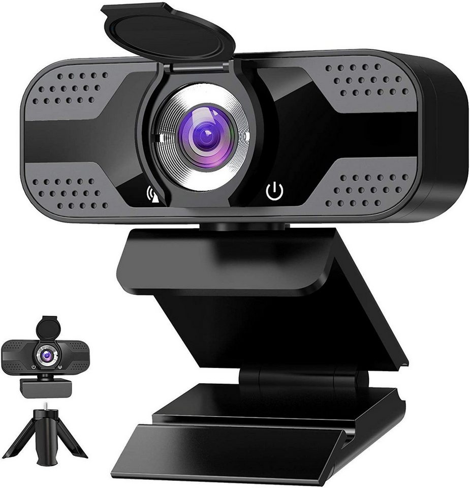 HOUROC 1080P Webcam mit Mikrofon und Ringlicht, Full HD Facecam Full HD-Webcam (HD, WLAN (Wi-Fi), Live-Streaming Webcam mit Stativ 360°für PC/MAC/Desktop, USB Kamera Web Cam für YouTube,Skype,Xbox(Weiß/Warmes Licht)-notfall) von HOUROC