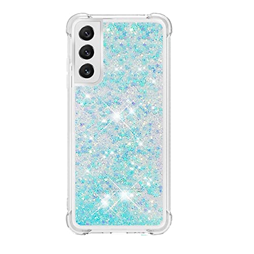 HOUSON Glitzer Hülle kompatibel mit Samsung Galaxy s21 hülle, Glitzer Flüssig Treibsand Transparent Silikon Case Blau von HOUSON