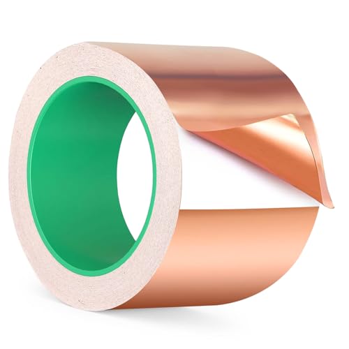 Kupferfolie Klebeband Schneckenband 20m x 70mm Kupferband Gegen Schnecken Schneckenschutz Beidseitig Leitende EMI Kapton Tape Selbstklebend Abschirmband Kupferband für Erdung Löten und Schneckenabwehr von HOVIBU