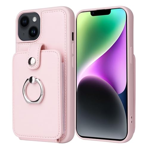 HOWGARI Brieftaschen-Hülle Für iPhone 15 Pro Max/15 Pro/15 Weich Stoßfestigkeit Handyhülle Mit Kartenschlitz Bildschirm-Kamera-Schutz Handyhülle (Pink,15 6.1) von HOWGARI