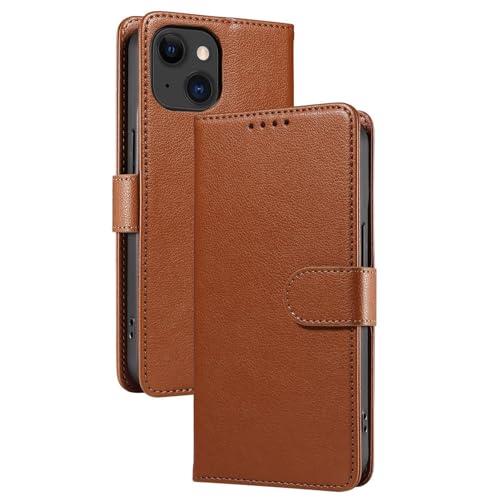 HOWGARI Handyhülle Für iPhone 15ProMax/15Pro/15Plus/15 Leder Handyhülle Magnetverschluss Stoßfeste Case Mit Kartenfach RFID-geschütztes Case (Braun,15Plus) von HOWGARI