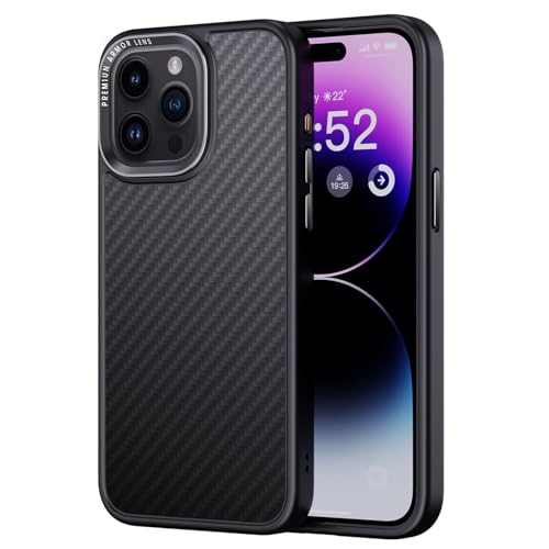 HOWGARI Hülle Für iPhone 15/15 Pro/15 Plus/15 Pro Max Kohlefaser Textur Shell Militärschutz Hülle Kompatibel Kabellosem Laden Slim Leicht Hartschale Mit Kratzresistenz (schwarz,15 Plus) von HOWGARI