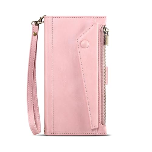 HOWGARI Hülle Für iPhone 15 Pro Max/15 Plus/15 Pro/15 Umhängetasche Mit Reißverschluss Münzgeldbörse Hochwertige Mattierte Folio-Abdeckung (Pink,15) von HOWGARI