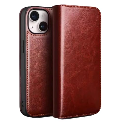 HOWGARI Klapphülle Handyhülle for iPhone 15 Pro Max/15 Plus/15 Pro/15 Echtleder-Brieftaschen Telefonabdeckung Kartenfächer Ständer Schutzhülle Stoßfeste Schutzhülle (Braun,15) von HOWGARI