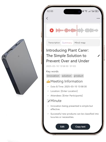 AI-Diktiergerät, Sprachaufzeichnung, App-Steuerung, KI-Notetaker, KI-Transkribieren und Zusammenfassen, unterstützt 144 Sprachen, 64 GB Speicher, Audiorecorder für Vorträge, Meetings AI-Diktiergerät, Sprachaufzeichnung, App-Steuerung, KI-Notetaker, KI-Transkribieren und Zusammenfassen, unterstützt 144 Sprachen, 64 GB Speicher, Audiorecorder für Vorträge, Meetings von HOvicative