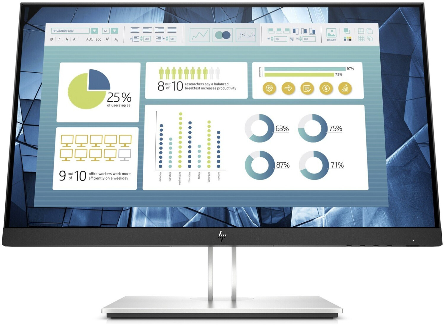 HP E22 G4 - E-Series - LED-Monitor - 55.9 cm (22") (21.5" sichtbar) - 1920 x 1080 Full HD (1080p) @ 60 Hz - IPS - 250 cd/m� - 1000:1 - 5 ms - HDMI, VGA, DisplayPort - Schwarz [Energieklasse D] (9VH72AT) von HP Inc