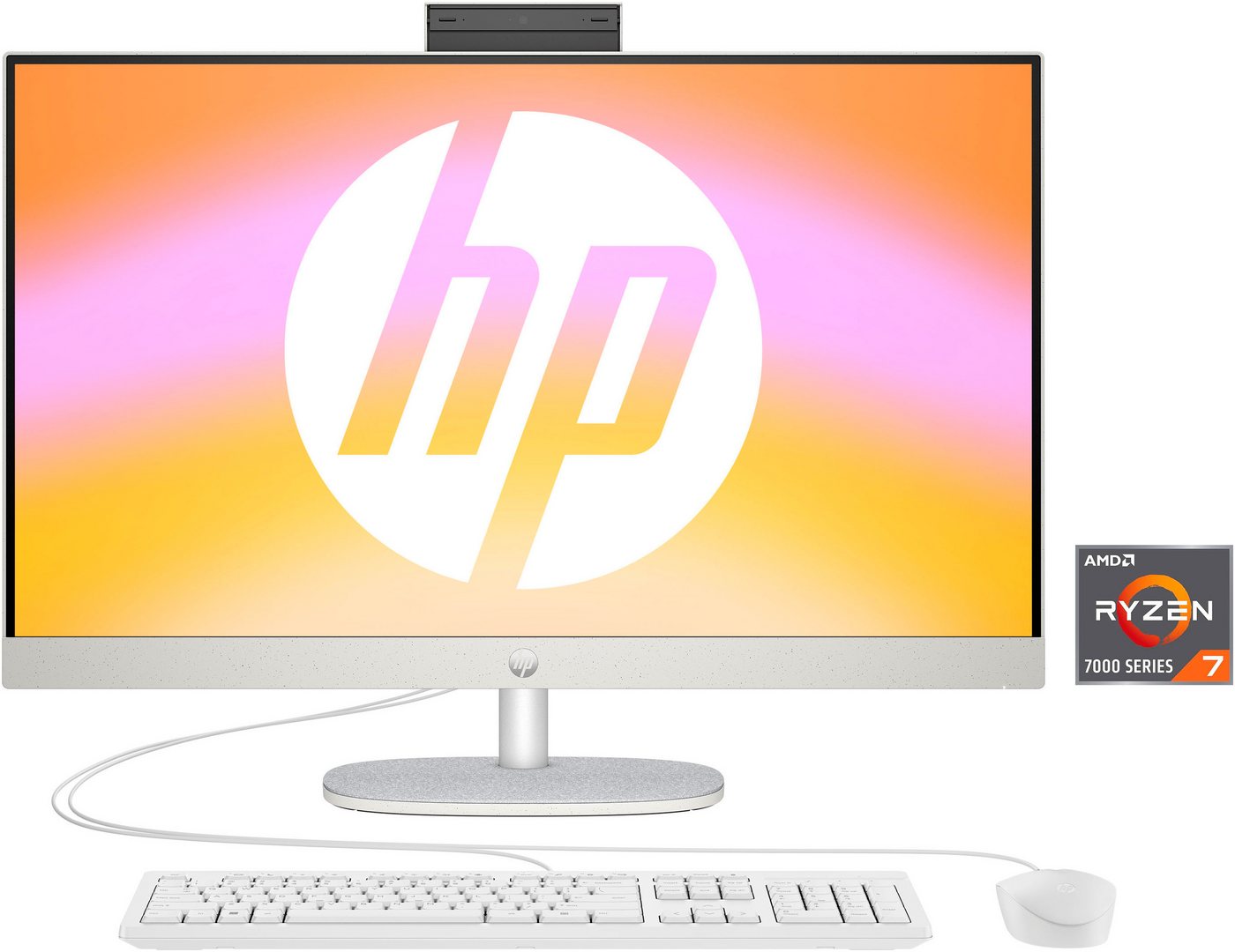 HP 27-cr0211ng All-in-One PC (27 Zoll, AMD Ryzen 7 7730U, Radeon Graphics, 16 GB RAM, 1000 GB SSD, Luftkühlung) von HP